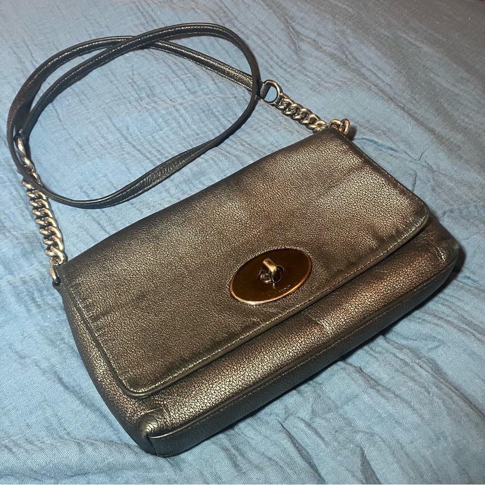 Coach 36335 Gunmetal Metallic Pebble Leather Crosstown Crossbody Bag